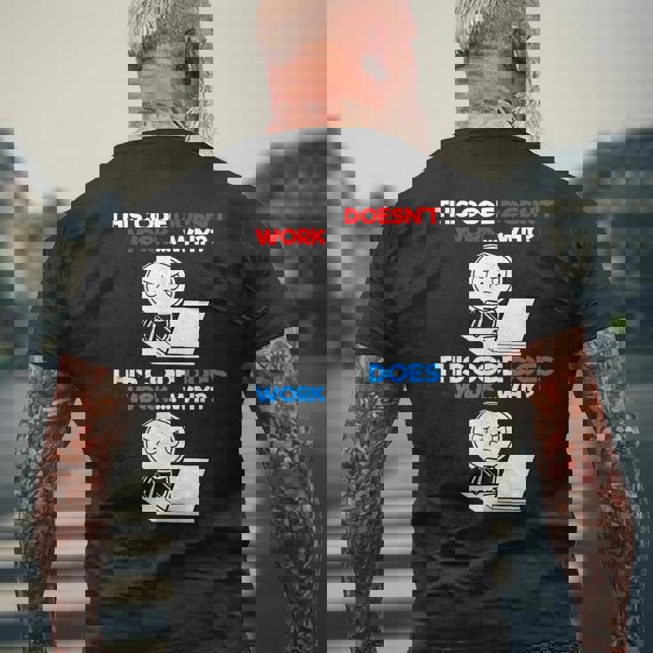 Il Codice Divertente Del Programmatore Funziona Perché Il Programmatore Meme I T-shirt da uomo con stampa posteriore Regalos para ancianos