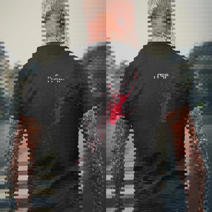 I'm Fine With Blood Splatter T-shirt da uomo con stampa posteriore Regalos para ancianos