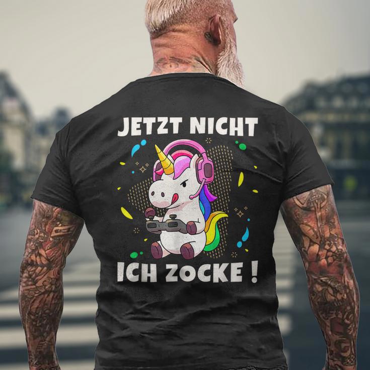 Jetzt Nicht Ich Zocke Gaming Gamer Unicorn T-Shirt mit Rückendruck Geschenke für alte Männer