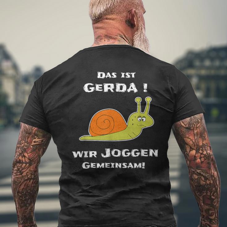 Joggen Sport Lustiger Spruch Das Ist Gerda Wir Joggen Gemeinsam Laufen Slow Schnecke Short-Sleeved S T-Shirt mit Rückendruck Geschenke für alte Männer