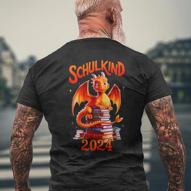 Kinder Schulkind 2024 Drache Bücher Jungen First Day At School T-Shirt mit Rückendruck Geschenke für alte Männer