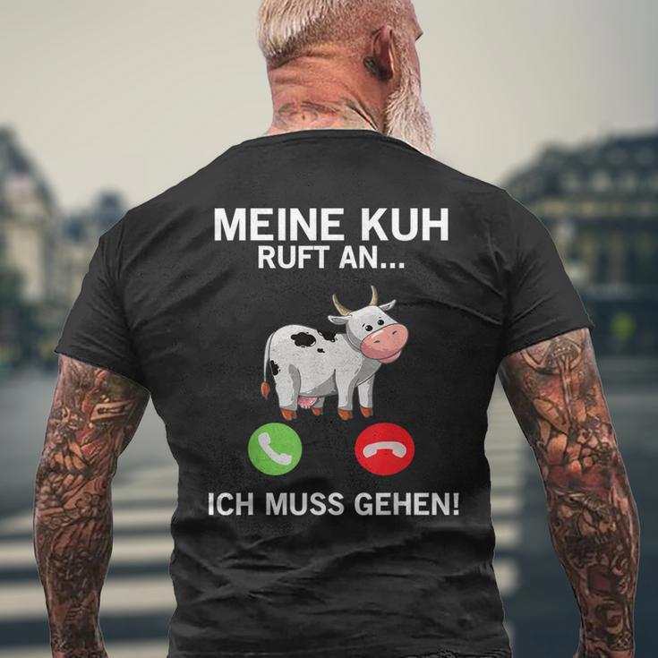 Kuh Ruft An Ich Muss Gehen T-Shirt mit Rückendruck Geschenke für alte Männer