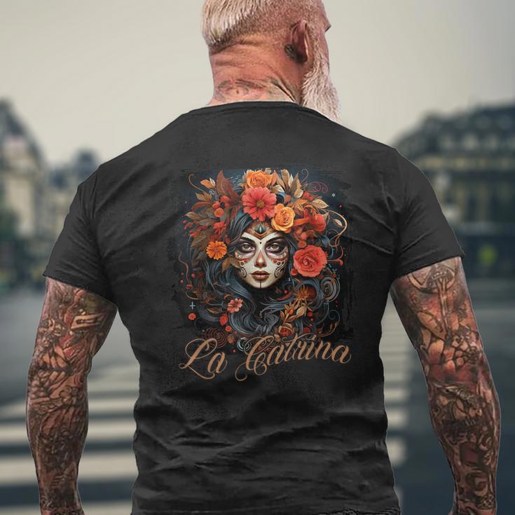 La Catrina Cool Dia De Los Muertos La Catrina T-Shirt mit Rückendruck Geschenke für alte Männer