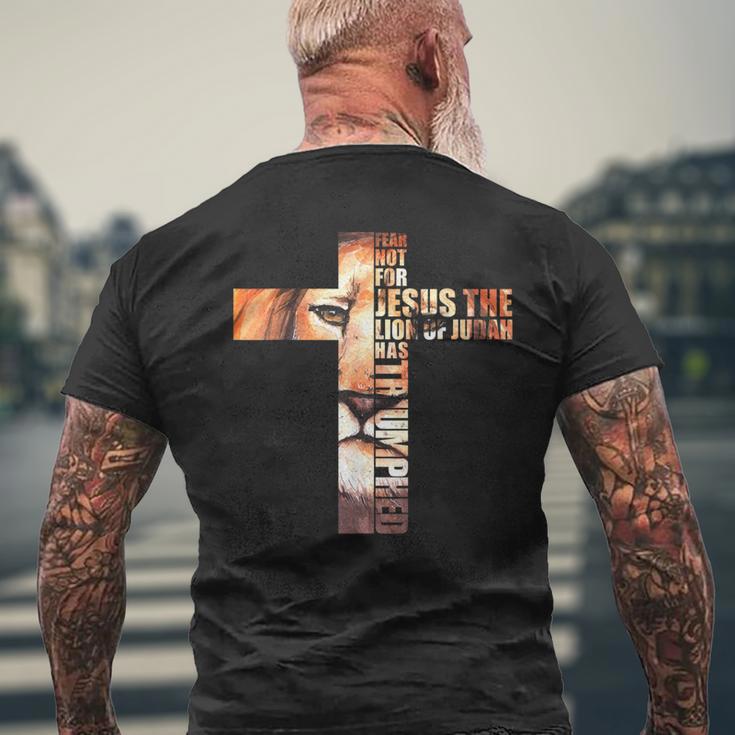 Lion Judah Jesus Cross Christ Bibleerse Faith Church T-Shirt mit Rückendruck Geschenke für alte Männer