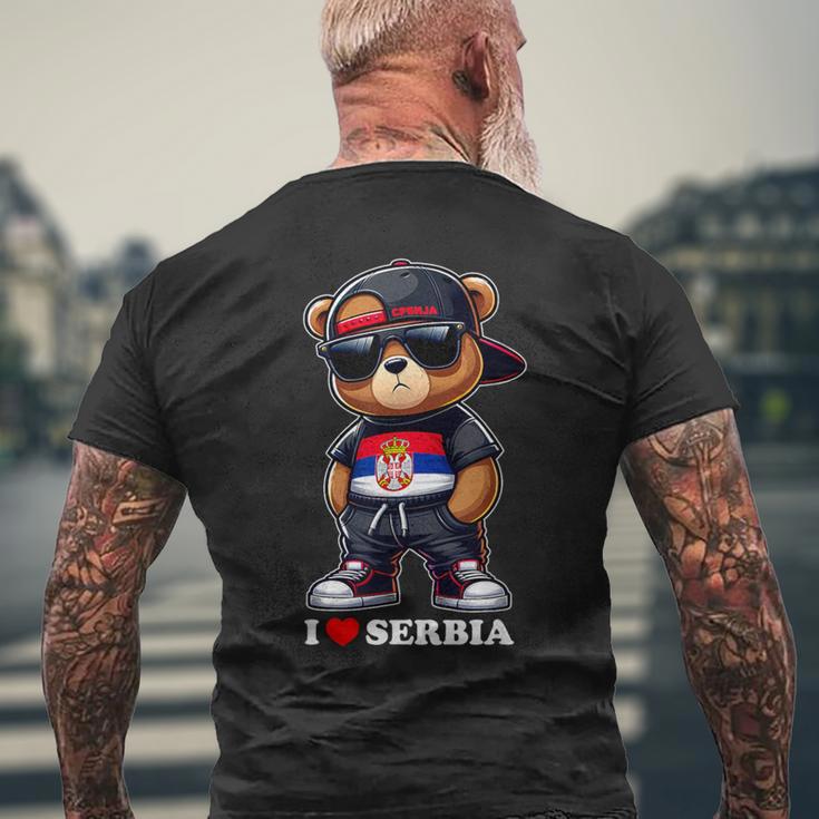 I Love Serbia Serbian Flag Teddy Bear Srbija T-Shirt mit Rückendruck Geschenke für alte Männer