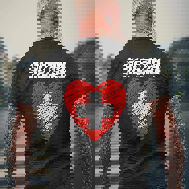 I Love Svizzera Cute Svizzera Flag Heart T-shirt da uomo con stampa posteriore Regalos para ancianos