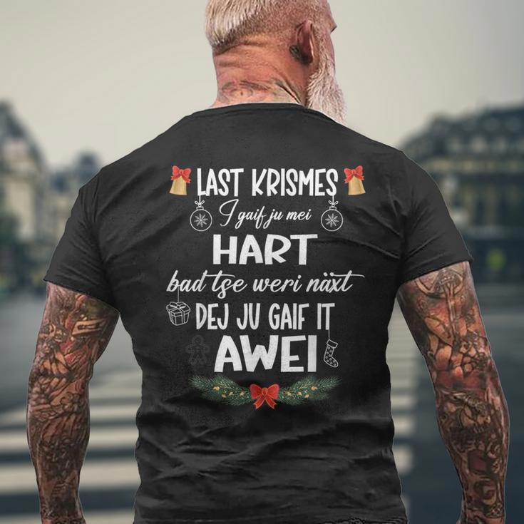 Lustiges Weihnachts Denglisch Weihnachtslied T-Shirt mit Rückendruck Geschenke für alte Männer