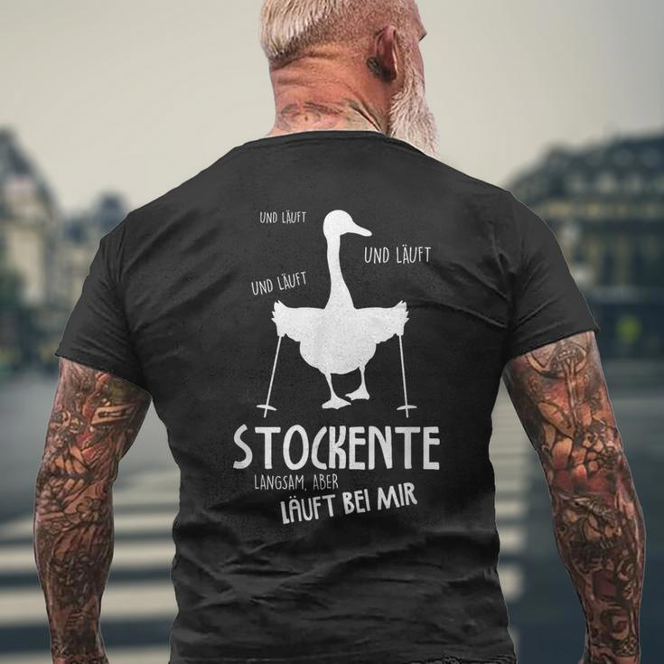 Mallente Läuft Bei Mir Nordic Walking Fun T-Shirt mit Rückendruck Geschenke für alte Männer