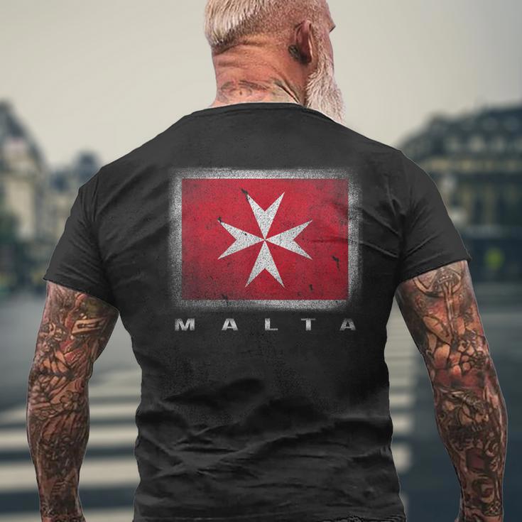 Maltese Cross Flag Malta T-Shirt mit Rückendruck Geschenke für alte Männer