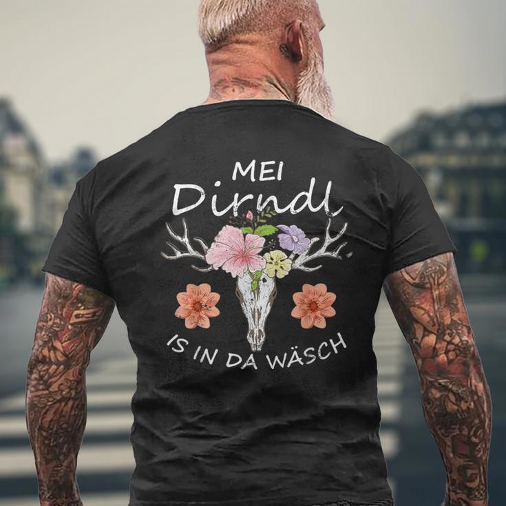 Mei Dirndl Is In Da Wäsch Stag Antlers Oktoberfest T-Shirt mit Rückendruck Geschenke für alte Männer