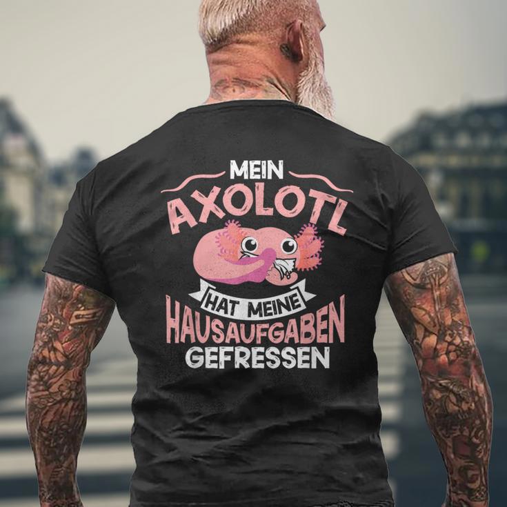 Mein Axolotl Hat Meine Homework Gefressen Axolotl Children's T-Shirt mit Rückendruck Geschenke für alte Männer