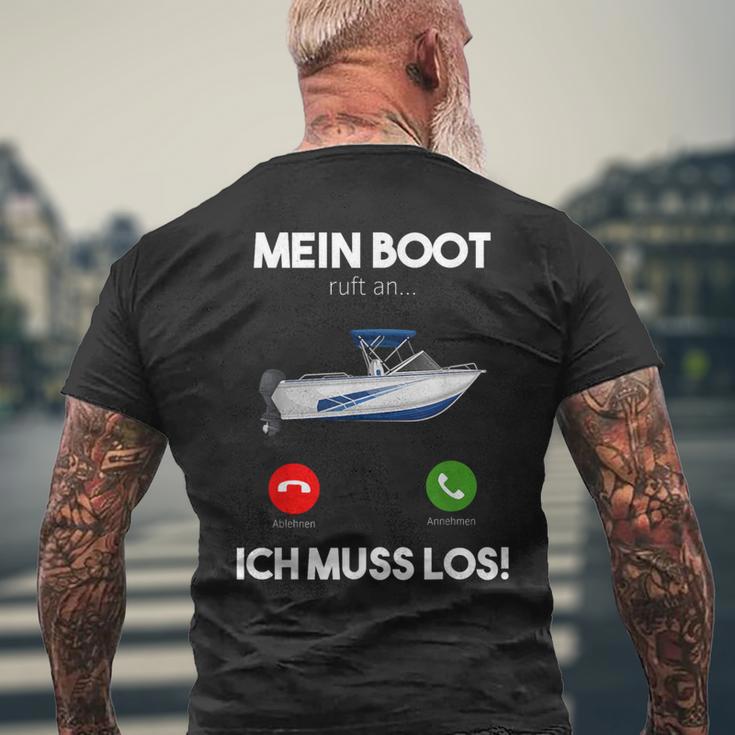 Mein Boot Ruft An Ich Muss Los Motorboat Yacht Ship T-Shirt mit Rückendruck Geschenke für alte Männer