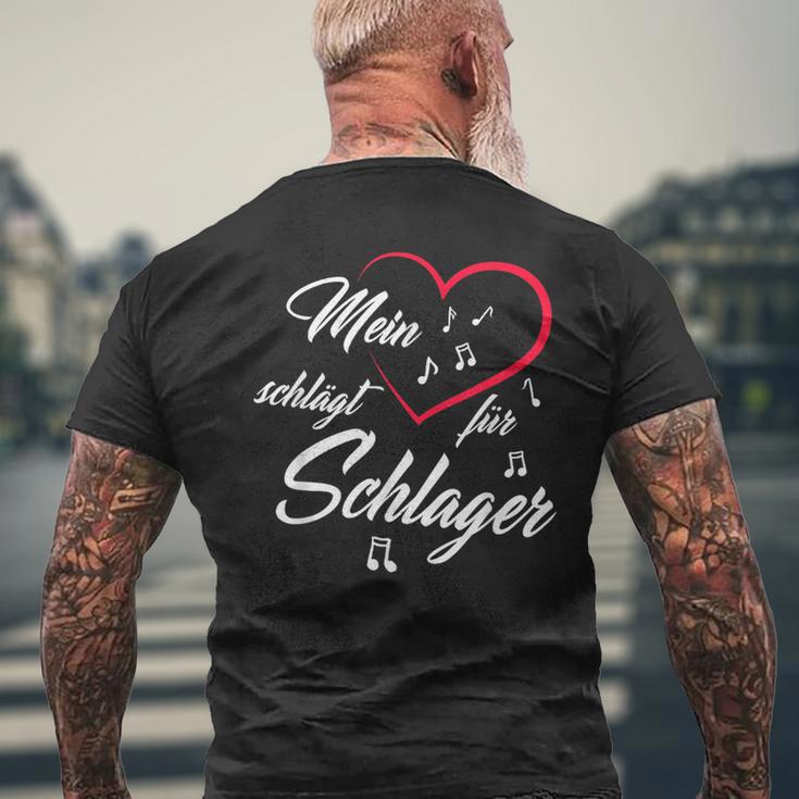 Mein Herz Schlag Für Schlager Musik Schlagfan T-Shirt mit Rückendruck Geschenke für alte Männer