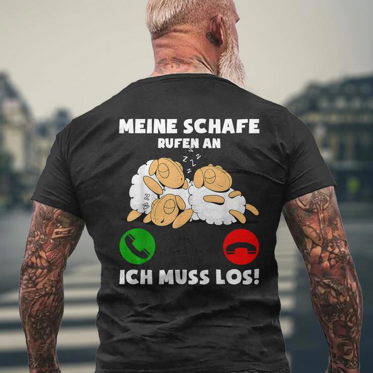 Meine Schafe Rufen An Ich Muss Los T-Shirt mit Rückendruck Geschenke für alte Männer