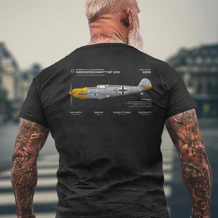 Messerschmitt Bf 109 Wwii Aeroplane Air Force T-Shirt mit Rückendruck Geschenke für alte Männer