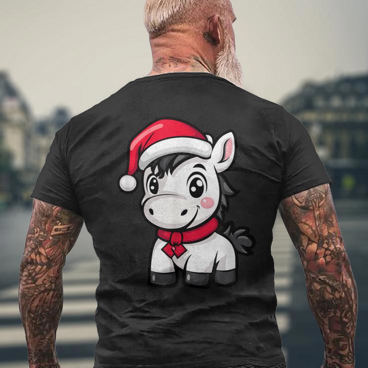 Niedlicher Weihnachtspferd-Comic T-Shirt mit Rückendruck Geschenke für alte Männer