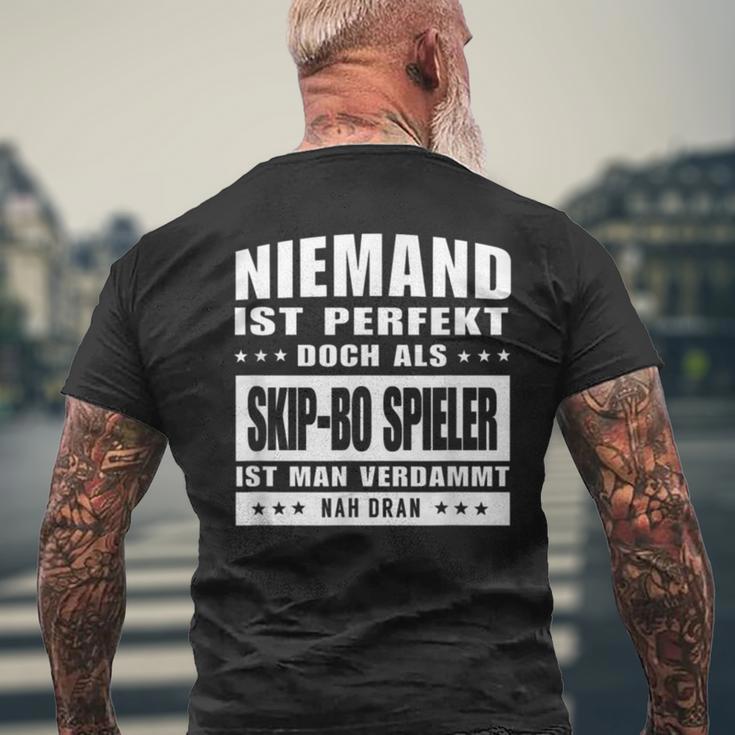 Niemand Ist Perfekt Skip Bo Spieler T-Shirt mit Rückendruck Geschenke für alte Männer