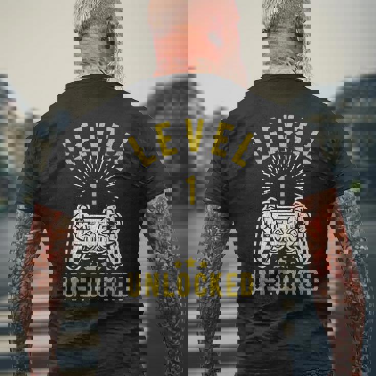 Nivel 1 Desbloqueado Aniversario 1ª Boda Camiseta Hombre Estampado Espalda Regalos para ancianos