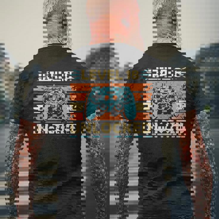 Nivel 18 Desbloqueado 18 Cumpleaños 18 Añosideojuegos Camiseta Hombre Estampado Espalda Regalos para ancianos