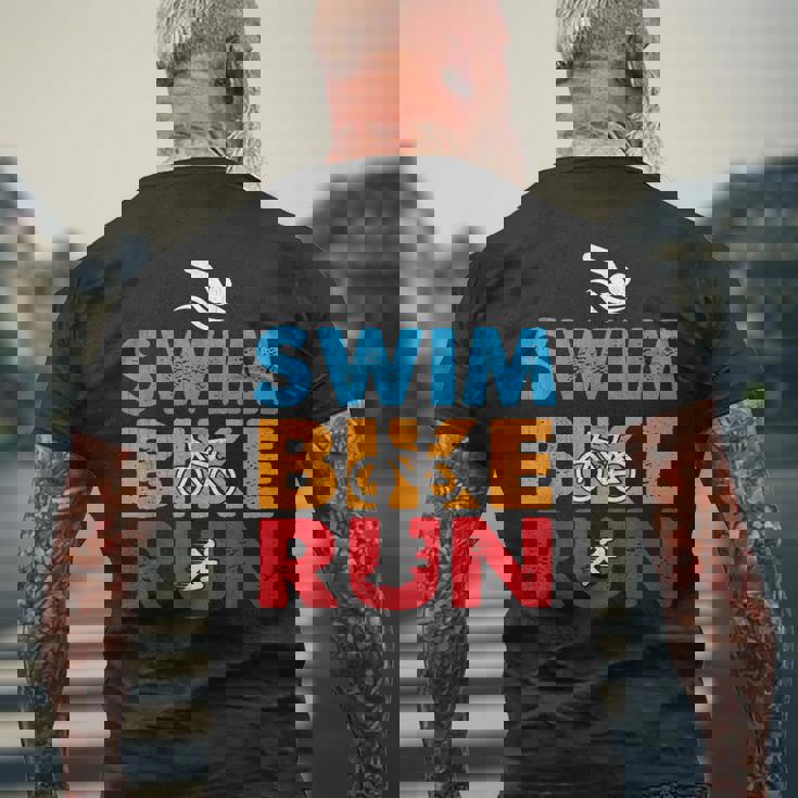 Nuoto Bike Run Triathlon Sport T-shirt da uomo con stampa posteriore Regalos para ancianos