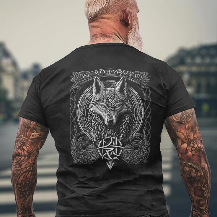 Odins Wolfiking Norse Runes Nordmann Mythology T-Shirt mit Rückendruck Geschenke für alte Männer