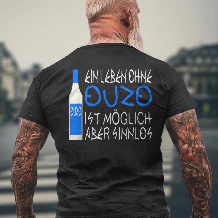 Ouzo Lovers Schnapps Greece Ouzo T-Shirt mit Rückendruck Geschenke für alte Männer