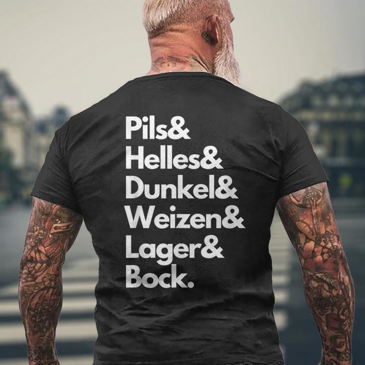 Pils Helles Dunkel Weizen Lager & Bock Biersorten Bier Trink T-Shirt mit Rückendruck Geschenke für alte Männer