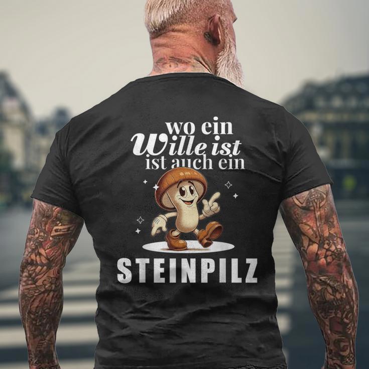 Pilzsammler Pilzsaison Pilze Sammeln Lustiges Steinpilz T-Shirt mit Rückendruck Geschenke für alte Männer