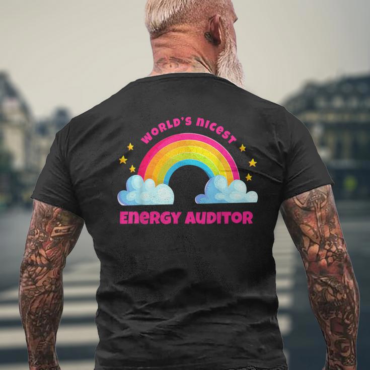 Regenbogen Retro World's Netteste Energie Auditor T-Shirt mit Rückendruck Geschenke für alte Männer