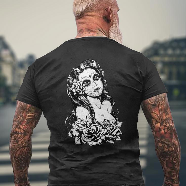 Retro Catrina I Retro Dia De Muertos I La Santísima Muerte T-Shirt mit Rückendruck Geschenke für alte Männer