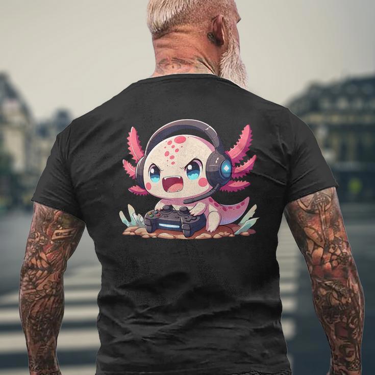 Rosa Axolotl Anime Gamesolotl Axolotl Gamer T-Shirt mit Rückendruck Geschenke für alte Männer