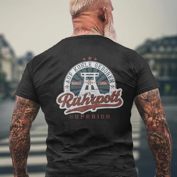 Ruhrpott Auf Kohle Geboren On Charcoal T-Shirt mit Rückendruck Geschenke für alte Männer