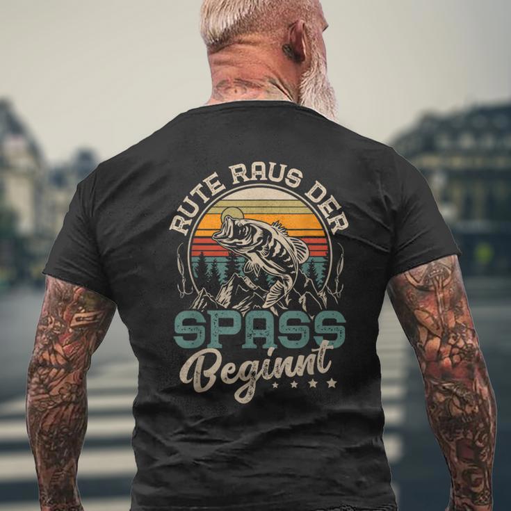 Rute Raus Der Spass Beginnt Fishingintage Angler T-Shirt mit Rückendruck Geschenke für alte Männer