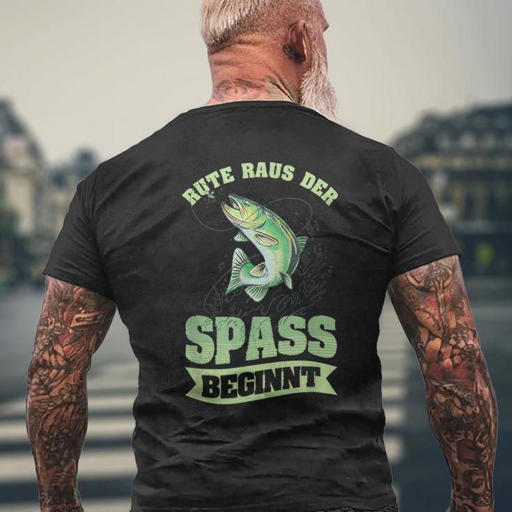 Rute Raus Der Spaß Beginnt Lustiger Angler Angeln Slogan T-Shirt mit Rückendruck Geschenke für alte Männer