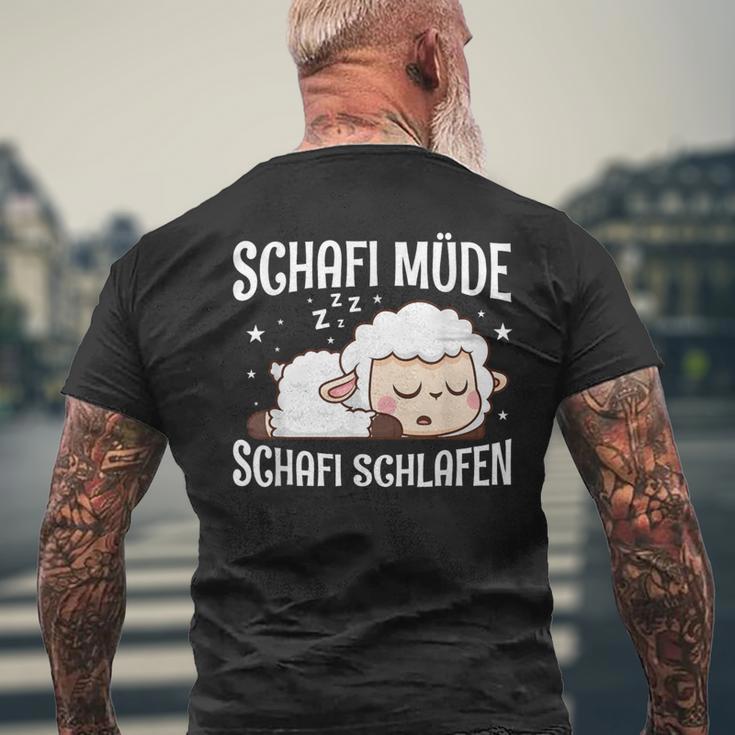 Schafi Müde Schafi Schlafen Schaf Pyjamas Schlaf Saying T-Shirt mit Rückendruck Geschenke für alte Männer