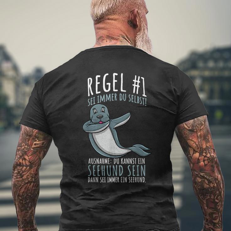 Sei Immer Du Selbst Süßer Seehund T-Shirt mit Rückendruck Geschenke für alte Männer