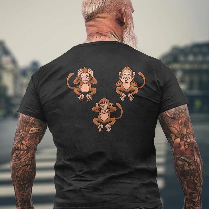 Speich Hörre & Sehe Kein Evil Drei Monkeys Weiser Monkey T-Shirt mit Rückendruck Geschenke für alte Männer