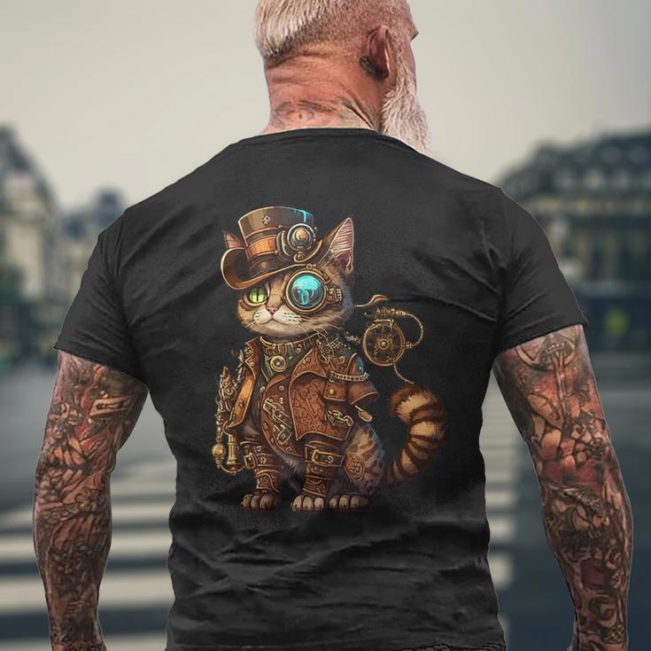 Steam Punk Cat Kitten Kitty Steampunk T-Shirt mit Rückendruck Geschenke für alte Männer