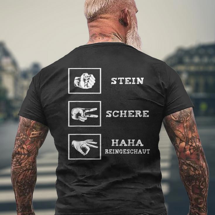 Stone Scissors Paper Haha Reingeguck Reingeschaut T-Shirt mit Rückendruck Geschenke für alte Männer