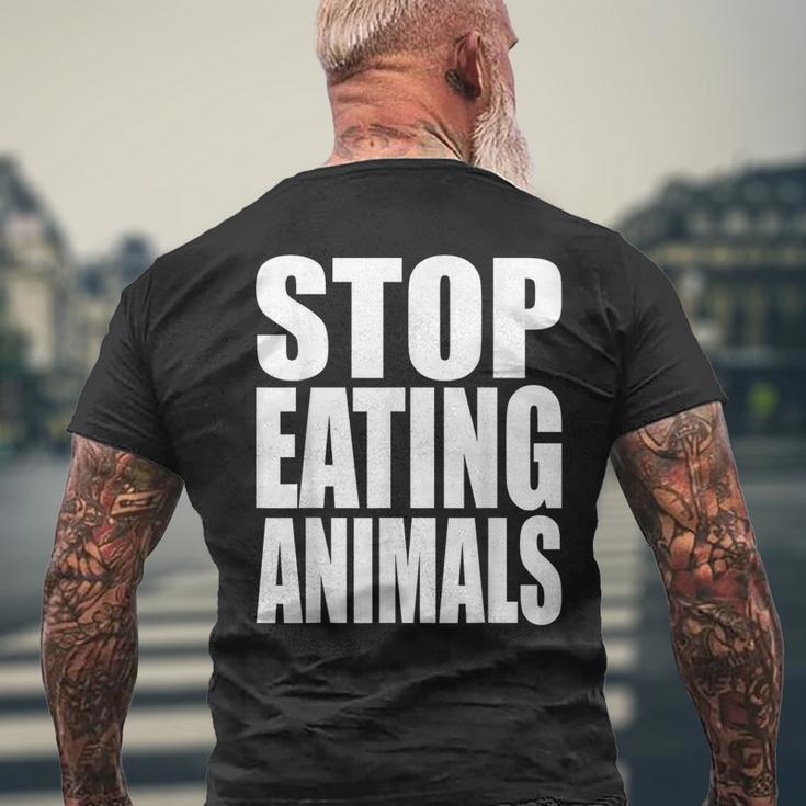 Stop Eating Animalseganegetarier Tierwohl T-Shirt mit Rückendruck Geschenke für alte Männer