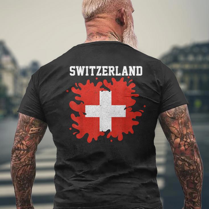 Switzerland Splash Flag Swiss Jersey Sports T-Shirt mit Rückendruck Geschenke für alte Männer