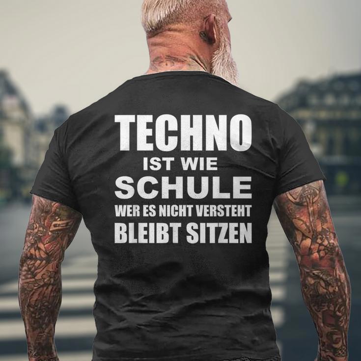 Techno Ist Wie Schule Rave T-Shirt mit Rückendruck Geschenke für alte Männer