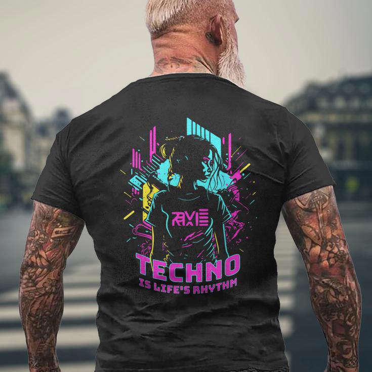 Techno Is Life's Rhythm T-Shirt mit Rückendruck Geschenke für alte Männer