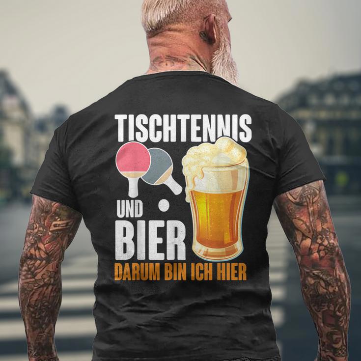 Tischtennis Und Bier Darum Bin Ich Hier Slogan Alcohol T-Shirt mit Rückendruck Geschenke für alte Männer