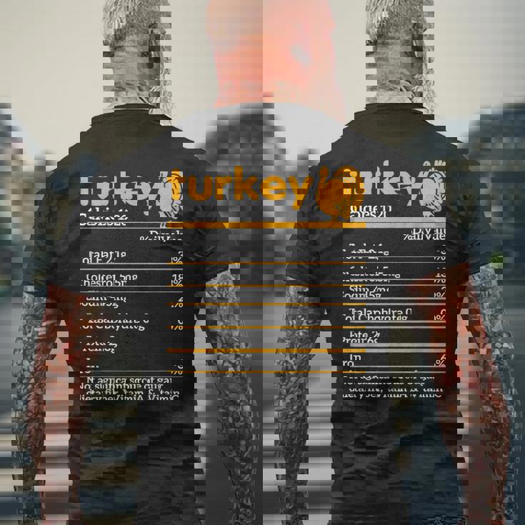 Turkey Nutrition Facts Thanksgiving Food Men's T-shirt Back Print Gifts for Old Men