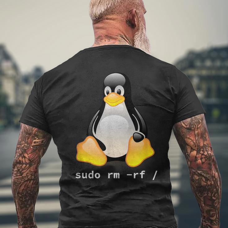 Tux Linux Penguin Sudo Rm -Rf Computer Science T-Shirt mit Rückendruck Geschenke für alte Männer