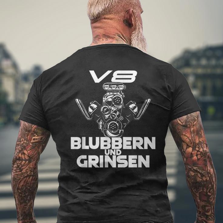 V8 Blubbern Und Grinsen Hubraum T-Shirt mit Rückendruck Geschenke für alte Männer