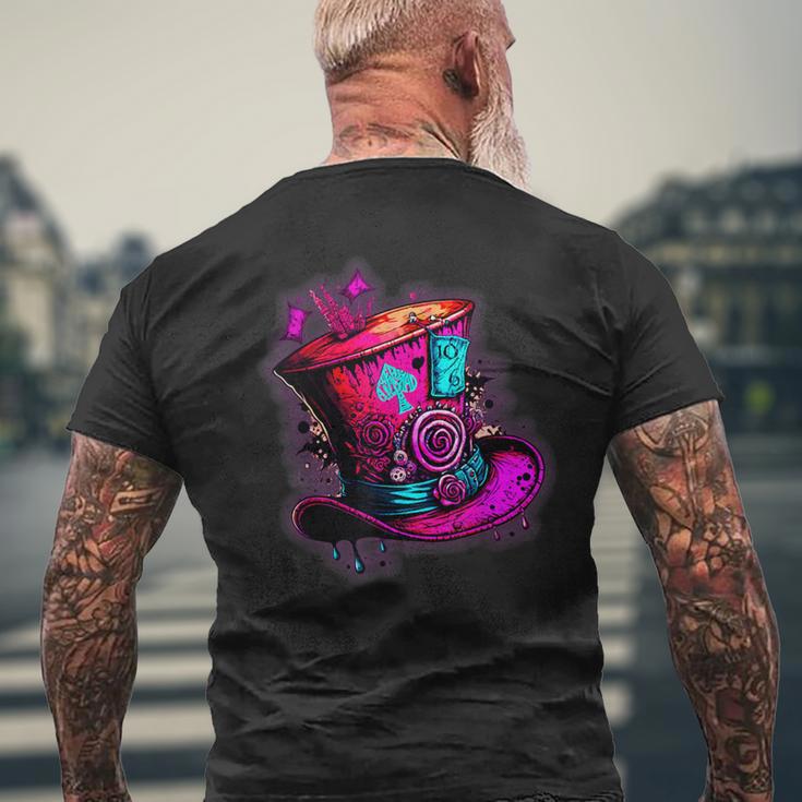 We're All Mad Here Pink Steampunk Alice In Wonderland Hat T-Shirt mit Rückendruck Geschenke für alte Männer