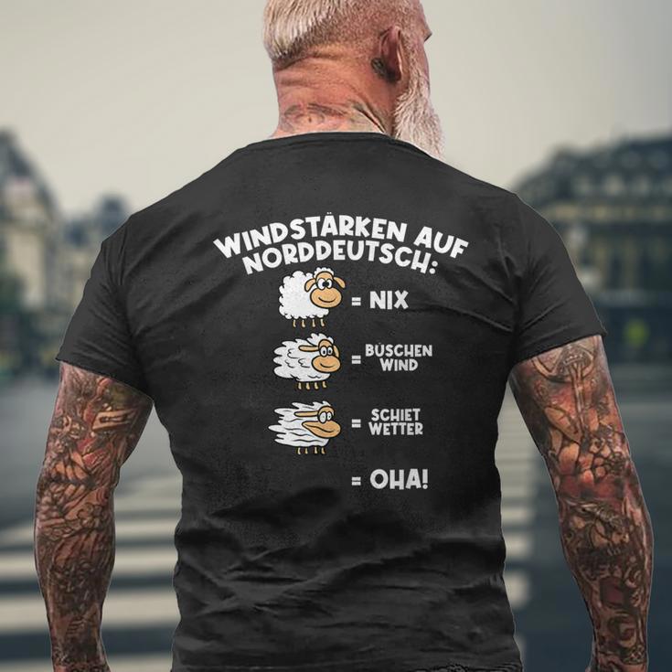 Windstärke Auf Norddeutsch Schafe Humour Slogan T-Shirt mit Rückendruck Geschenke für alte Männer