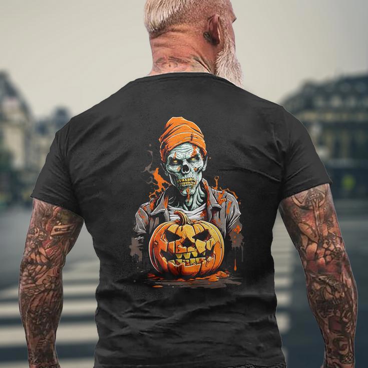 Zombie And Pumpkin T-Shirt mit Rückendruck Geschenke für alte Männer